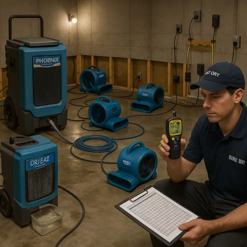 Structural Drying and Dehumidification process in Carpinteria, CA